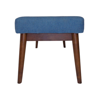 Flora Mid-Century Button Tufted Fabric Ottoman Bench with Tapered Legs