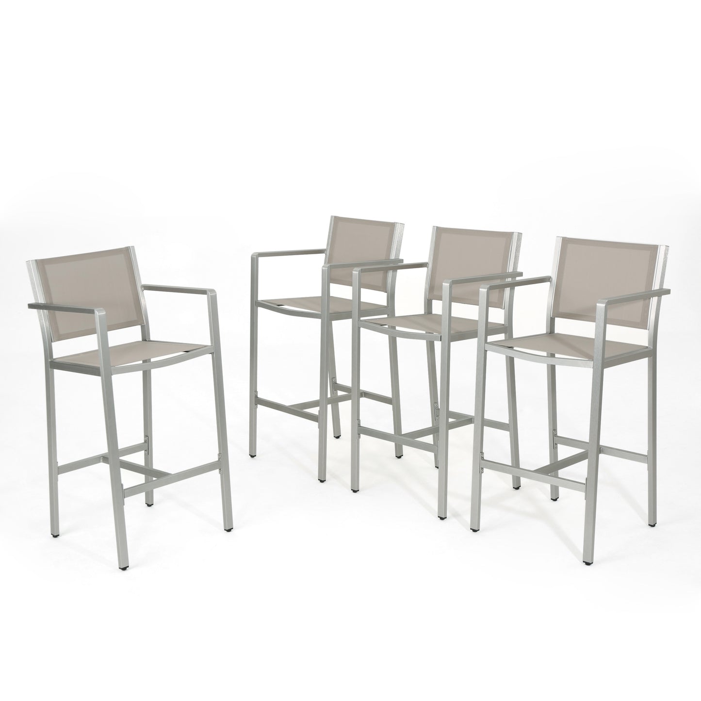 Tammy Coral Outdoor Mesh 29.50 Inch Barstools with Rust-Proof Aluminum Frame