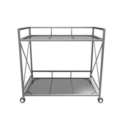 Danae Modern Iron and Glass Bar Cart, Silver