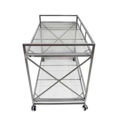 Danae Modern Iron and Glass Bar Cart, Silver