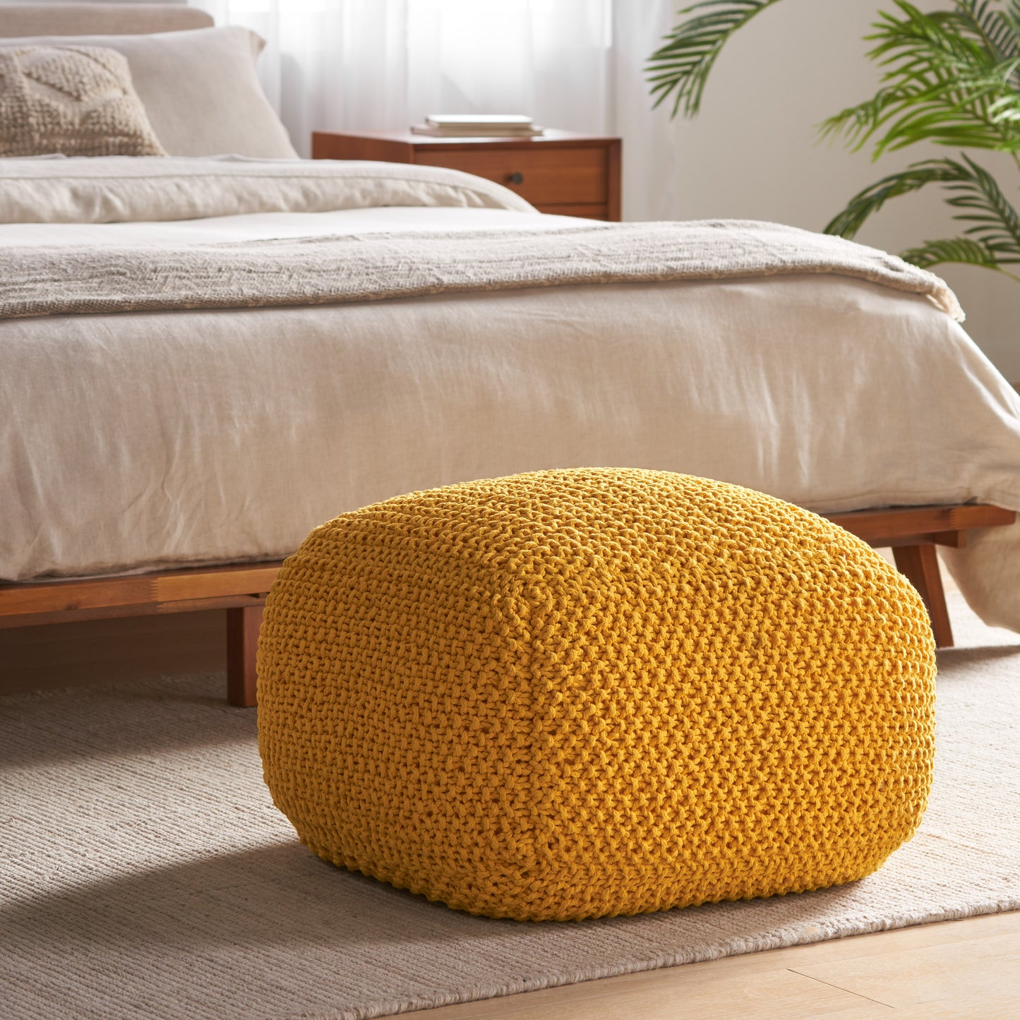 Lucy Knitted Cotton Square Pouf