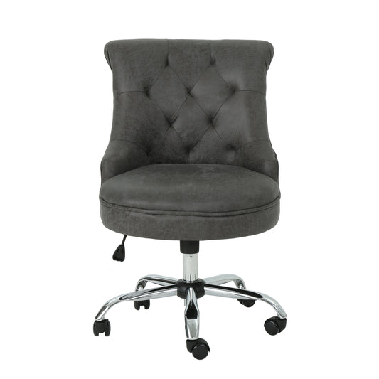 Tyesha Modern Tufted Microfiber Adjustable Swivel Desk Chair w/ Rolling Casters