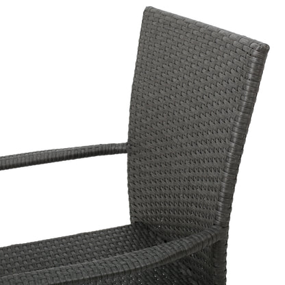 Murphy Outdoor 5 Piece Wood and Wicker Dining Set, Gray and Gray