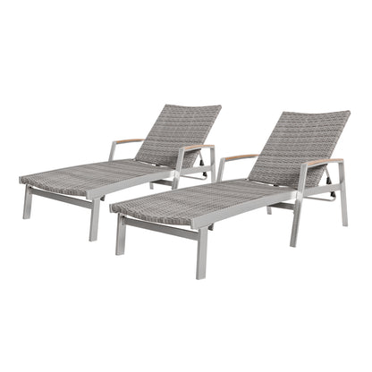 Joy Outdoor Wicker and Aluminum Chaise Lounge, Gray Finish