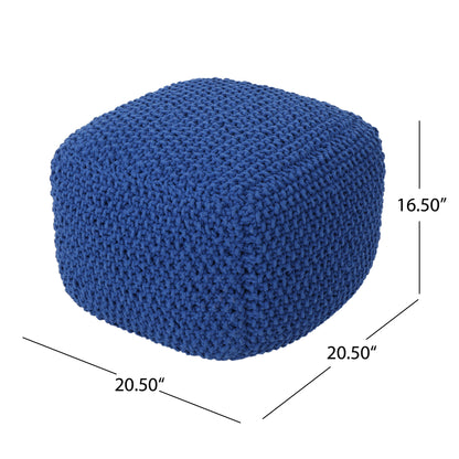 Knox Modern Boho Hand-Knitted Cotton Thread Pouf Foot Stool