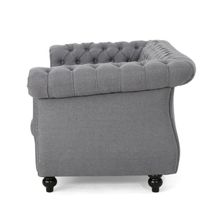 Kyle Traditional Chesterfield Fabric Loveseat Sofa – GDFStudio