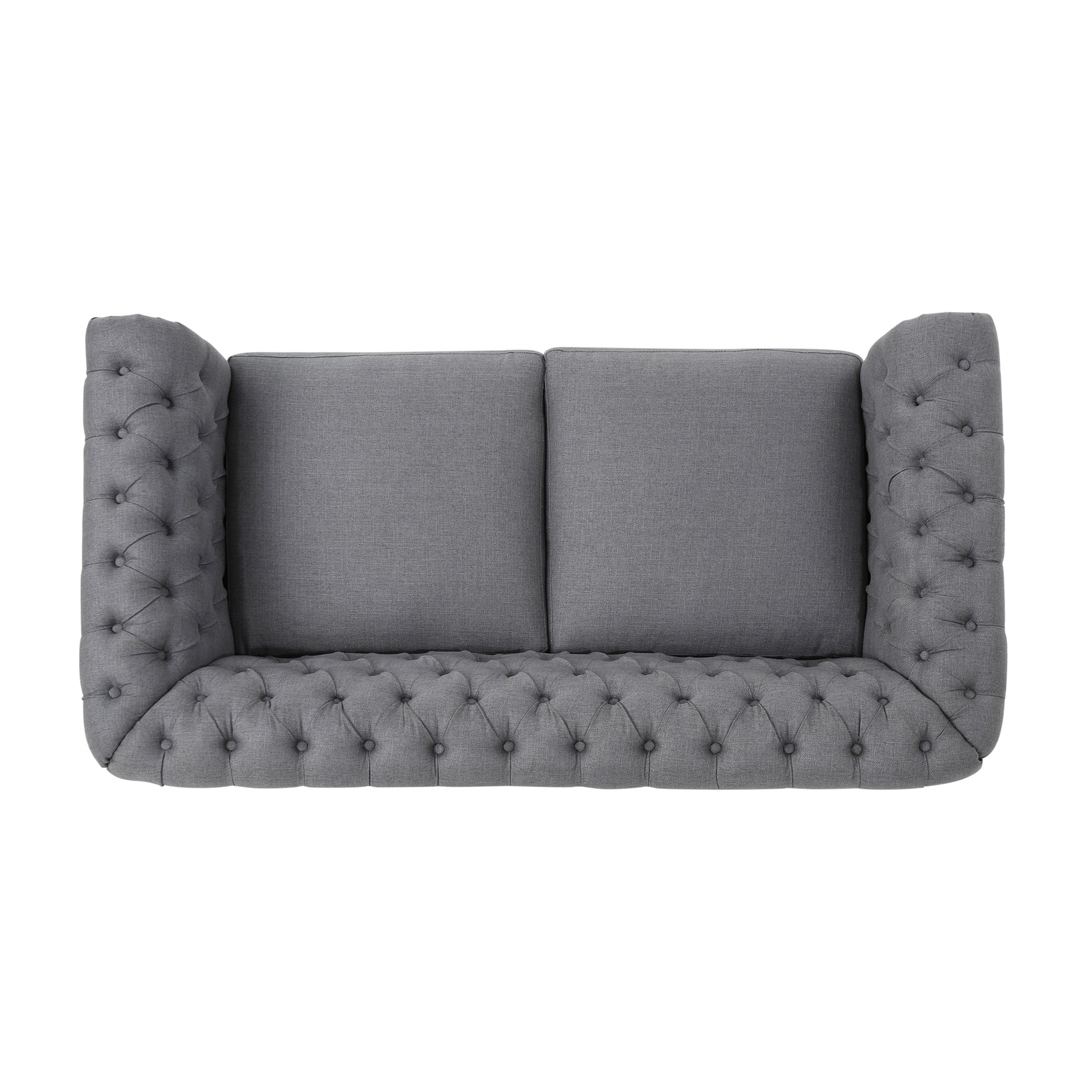 Kyle Traditional Chesterfield Fabric Loveseat Sofa GDFStudio