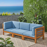 Dawson Outdoor Sectional Sofa Set - 3-Seater - Acacia Wood - Outdoor C ...