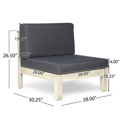 Dawson Outdoor V-Shaped Sectional Sofa Set - 5-Seater - Acacia Wood - Outdoor Cushions