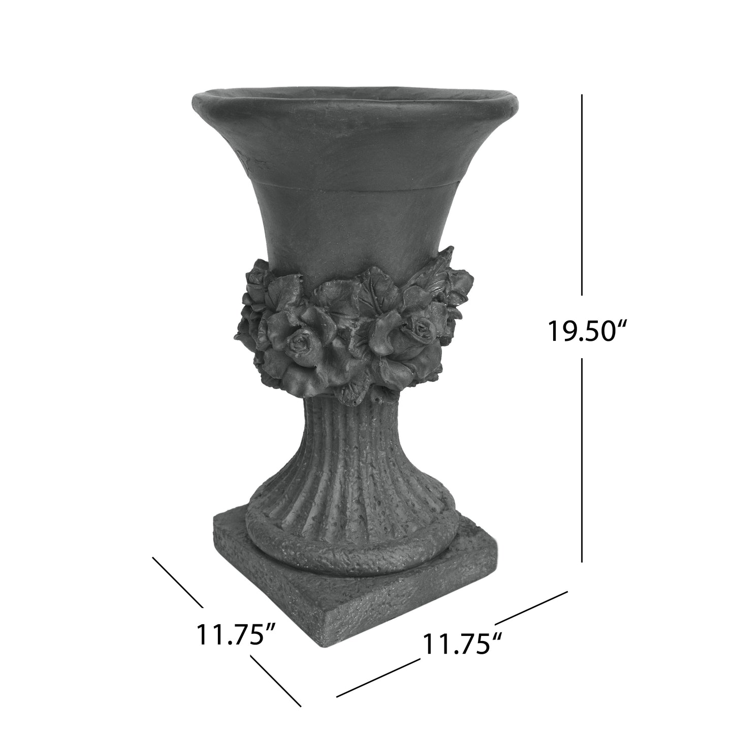 Michaelia Chalice Garden Urn Planter, Roman, Botanical, Lightweight Concrete