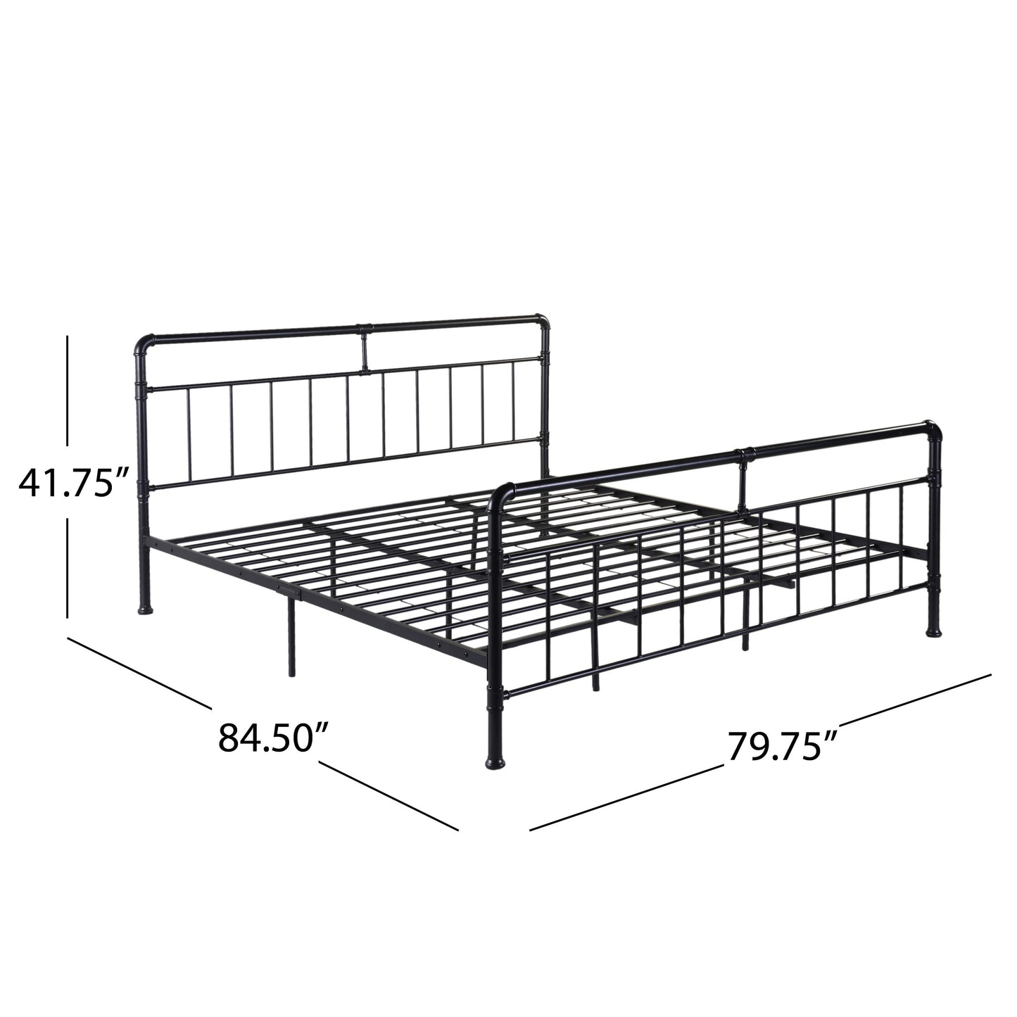 Sally King-Size Iron Bed Frame, Minimal, Industrial