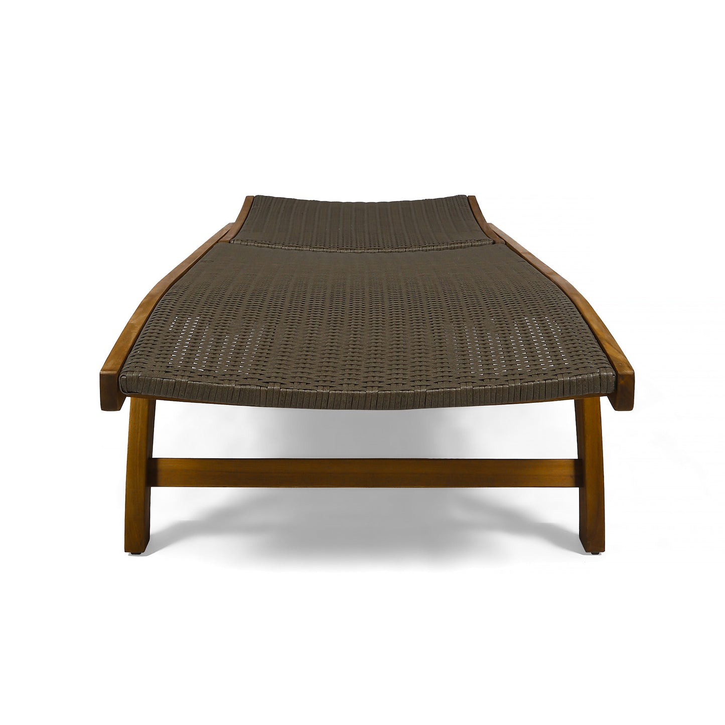 Yedda Outdoor Wicker and Wood Chaise Lounge with Pull-Out Tray