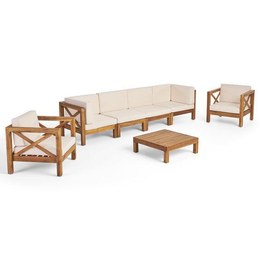 Morgan Outdoor 6 Seater Acacia Wood Sofa Chat Set