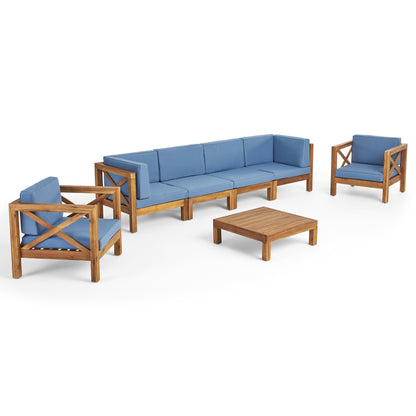 Morgan Outdoor 6 Seater Acacia Wood Sofa Chat Set