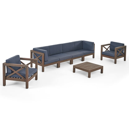 Morgan Outdoor 6 Seater Acacia Wood Sofa Chat Set