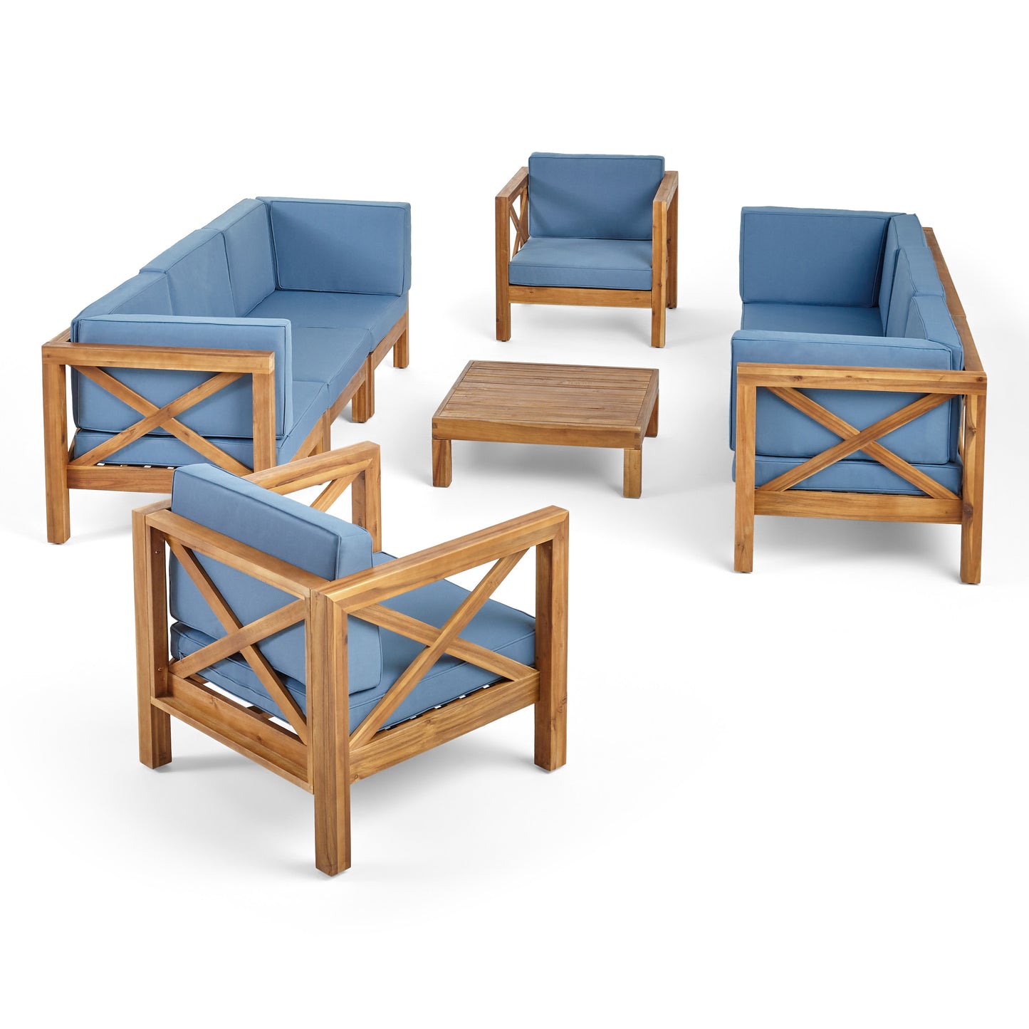 Morgan Outdoor 8 Seater Acacia Wood Sofa and Club Chair Set