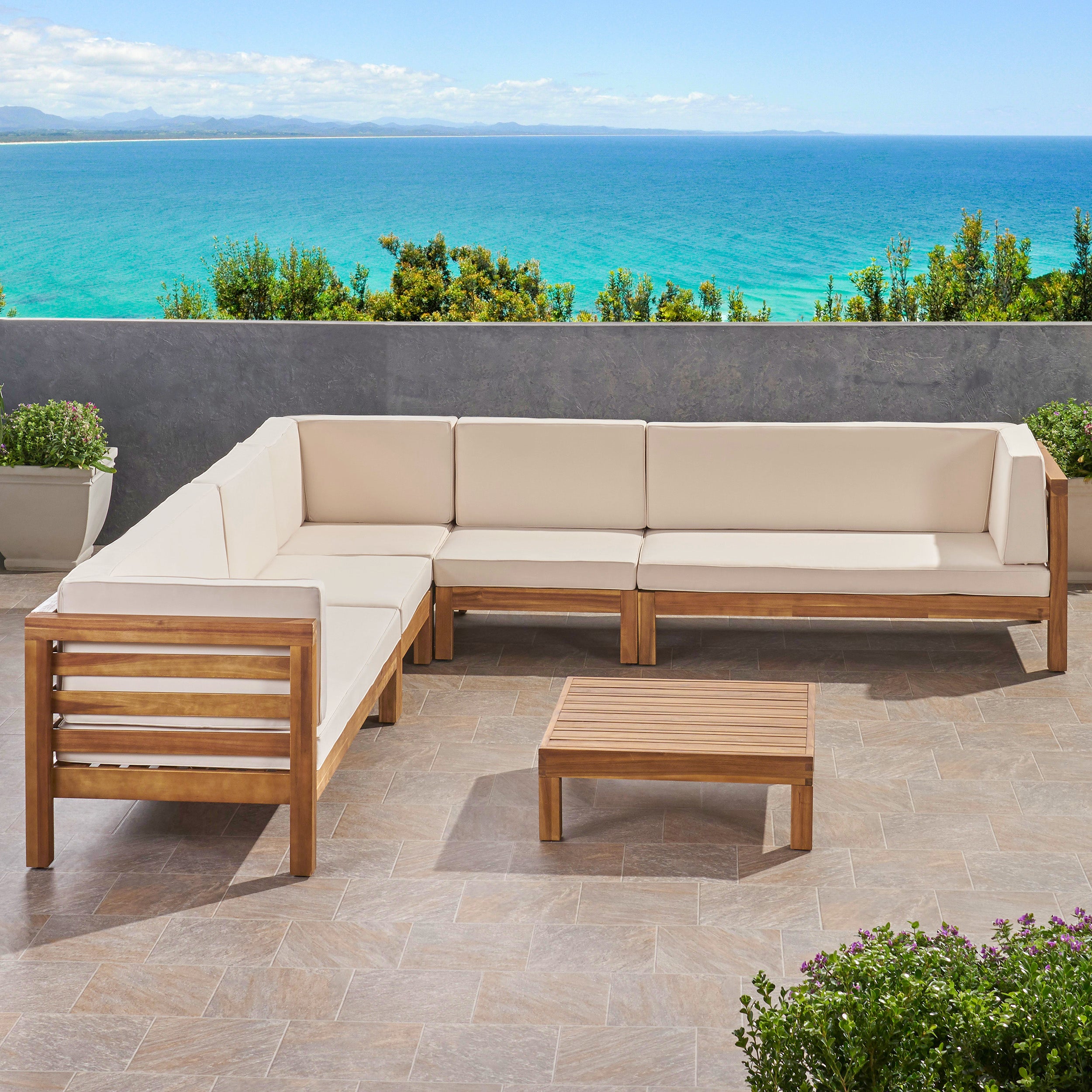 Outdoor wooden corner online sofa