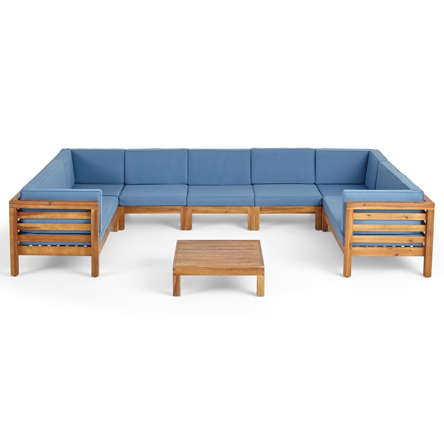 Emma Outdoor 9 Seater Acacia Wood Sectional Sofa Set