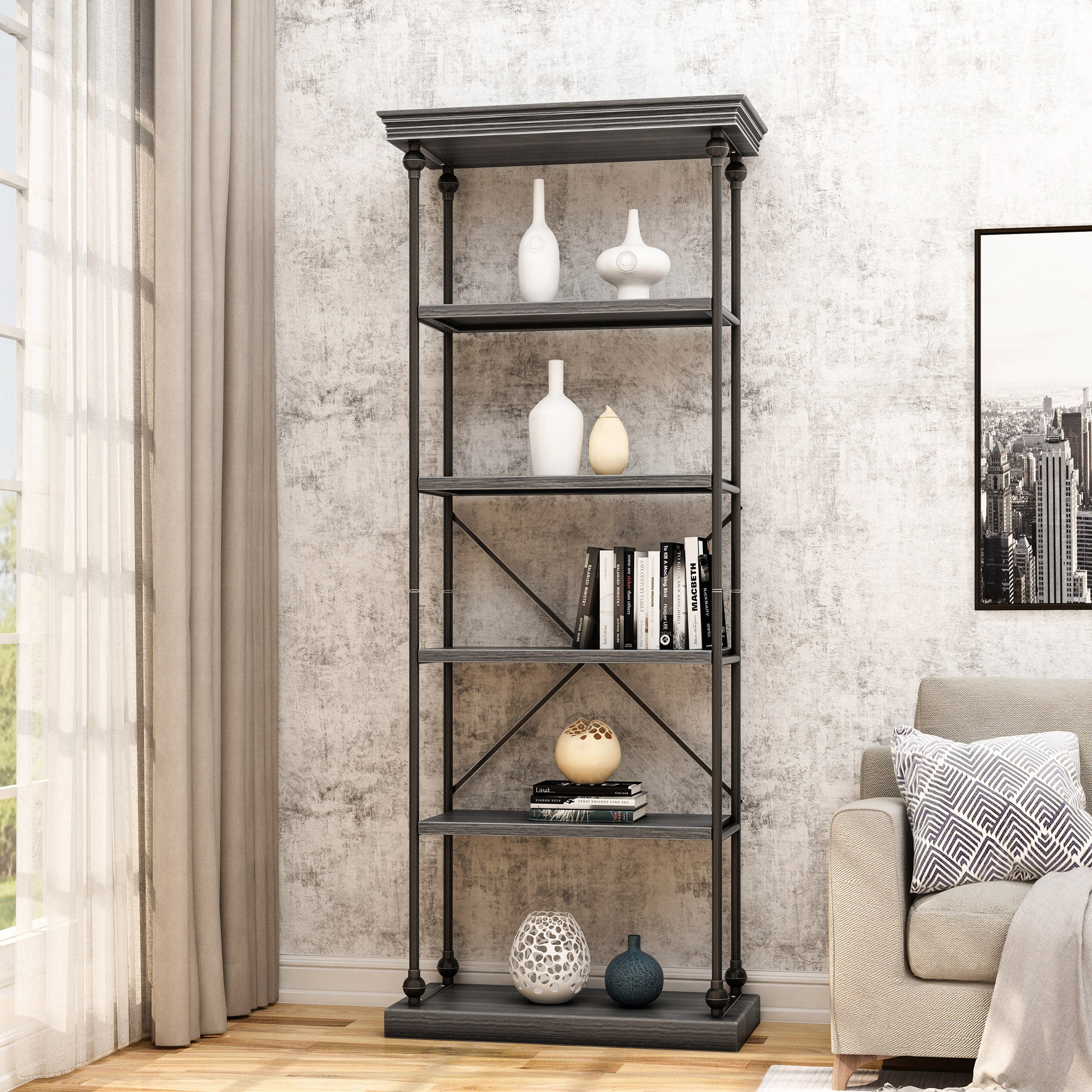 Double store etagere bookcase