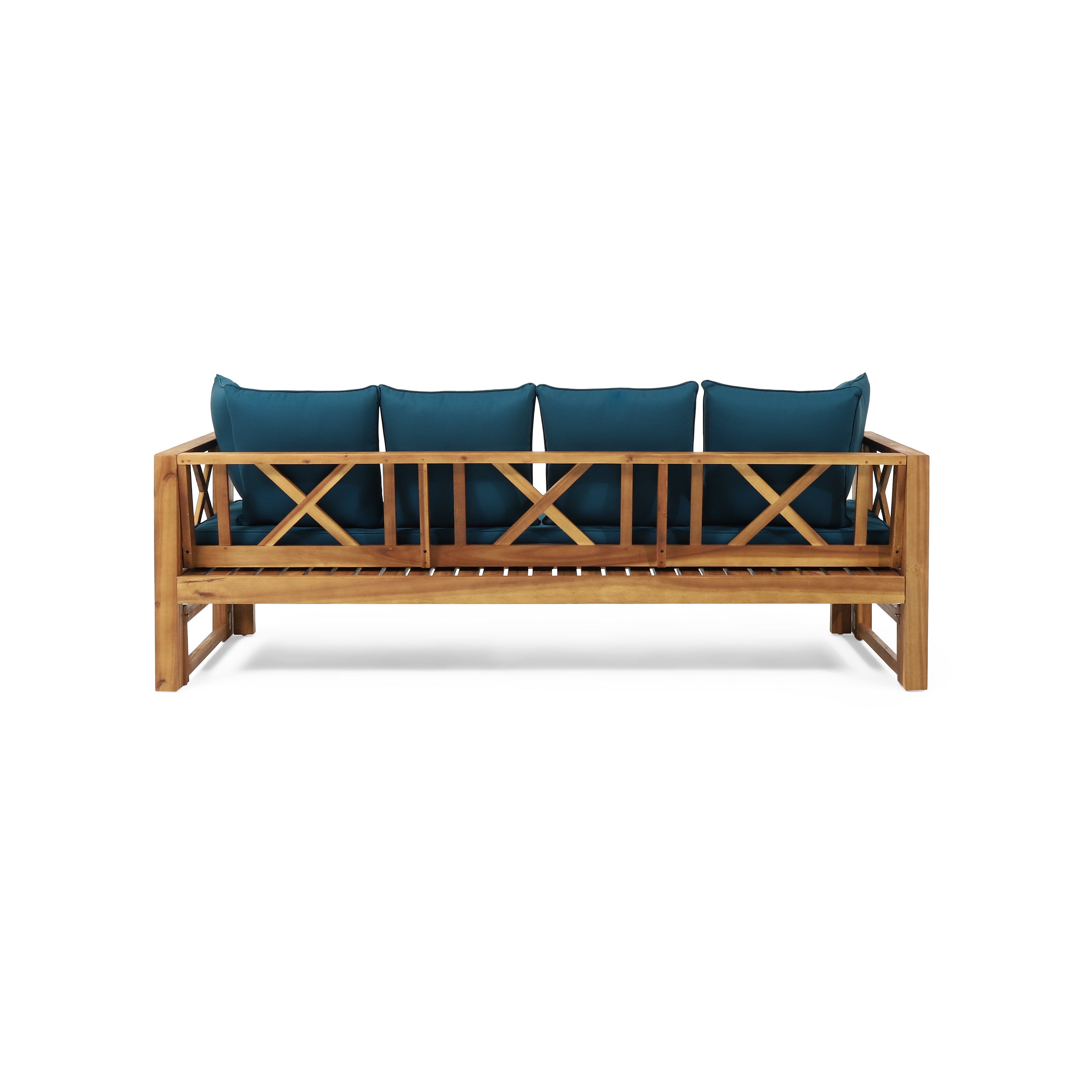 Camille Outdoor Extendable Acacia Wood Daybed Sofa GDFStudio