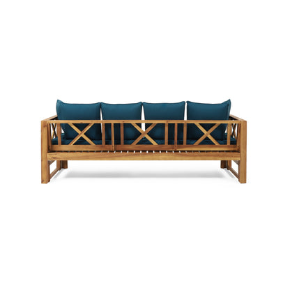 Camille Outdoor Extendable Acacia Wood Daybed Sofa
