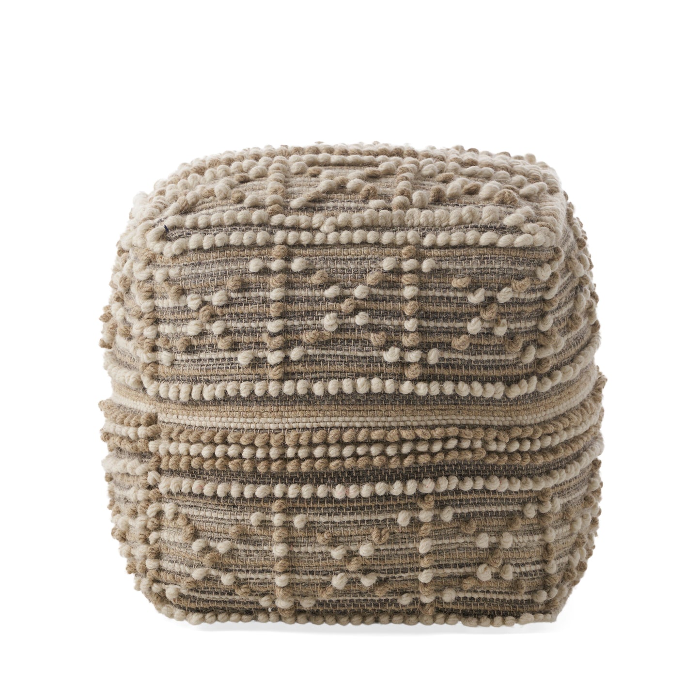 Everliegh Contemporary Wool and Cotton Pouf Ottoman