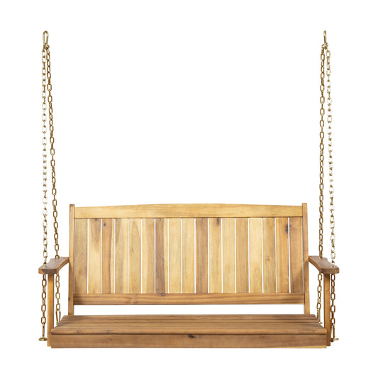 Lilith Outdoor Aacia Wood Porch Swing