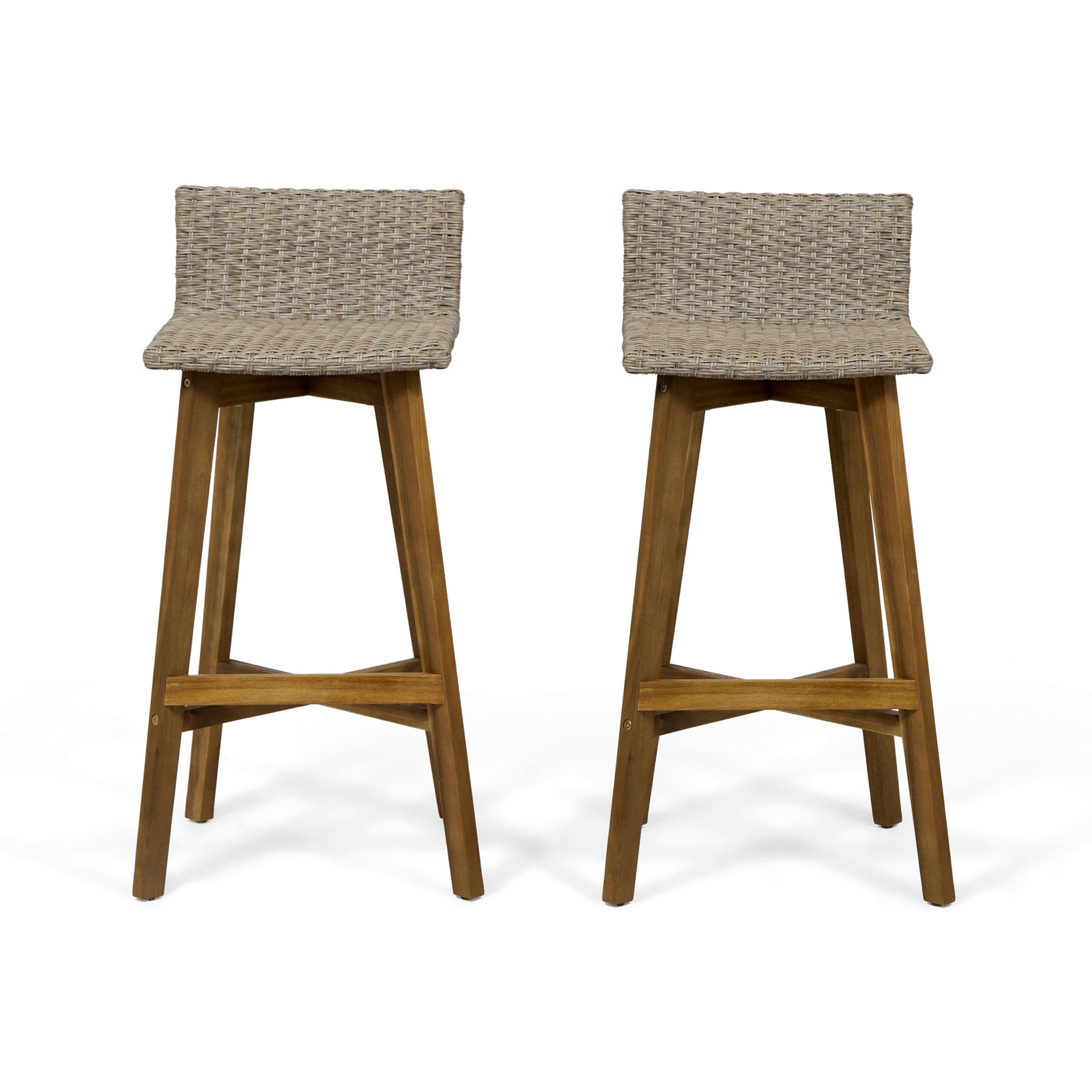 Set di 4 sedie da giardino rustiche in legno d'acacia, senza braccioli, marrone chiaro Ombriano