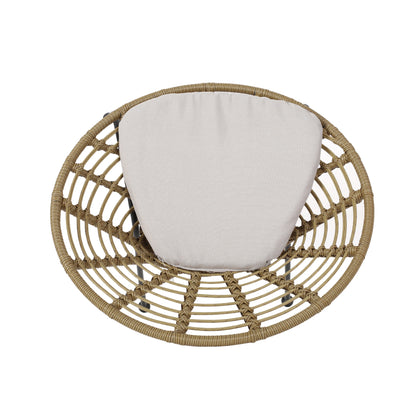 Seaton Outdoor Modern Boho 2 Seater Wicker Chat Set with Side Table
