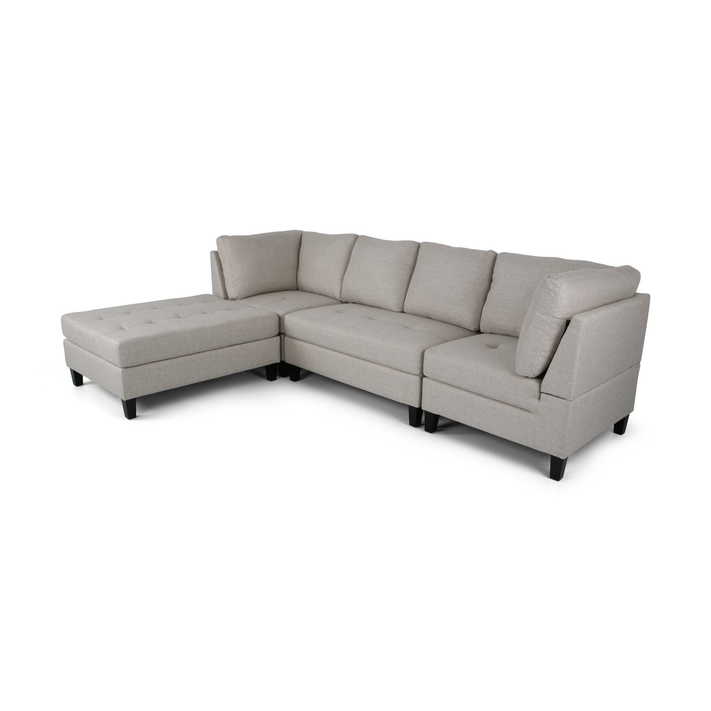 Daylon Contemporary Fabric Sectional Sofa with Ottoman