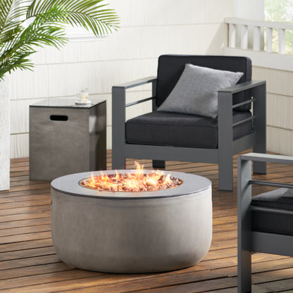 Laini Outdoor Modern 31-Inch Circular Fire Pit with Tank Holder