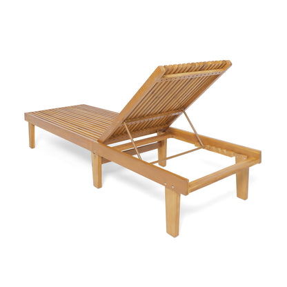 Addisyn Outdoor Acacia Wood 3 Piece Chaise Lounge Set