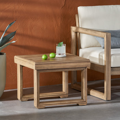 Andrae Outdoor Acacia Wood Side Table