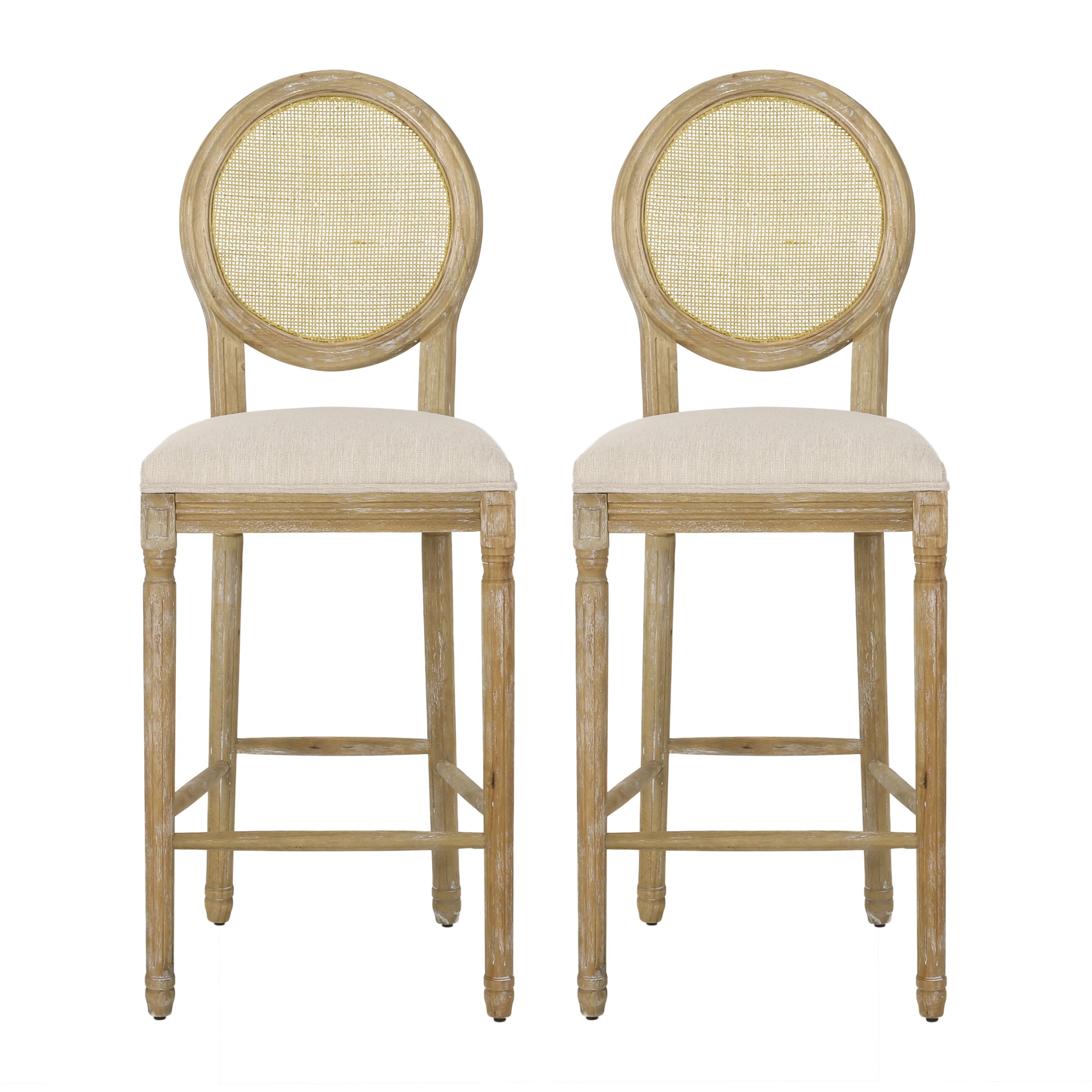 Salton French Country Wooden Barstools with Upholstered Seating