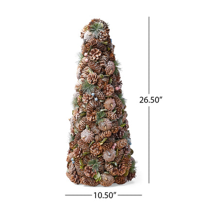 Artificial Pre Decorated Pinecone and Glitter Tabletop Christmas Tree