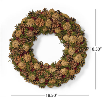 18.5 Inch Artificial Pinecone Christmas Wreath