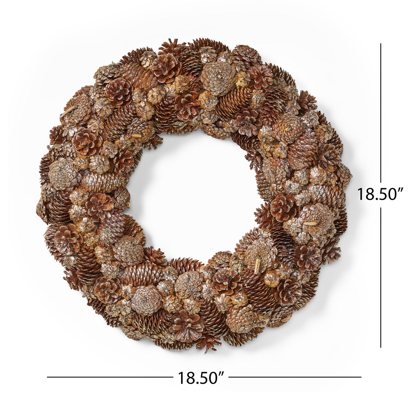 18.5 Inch Artificial Pinecone and Glitter Christmas Wreath