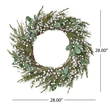Darien 28" Artificial Wreath with White Berries