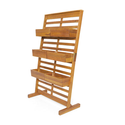Pineview Outdoor Customizable Acacia Wood Plant Stand, Teak