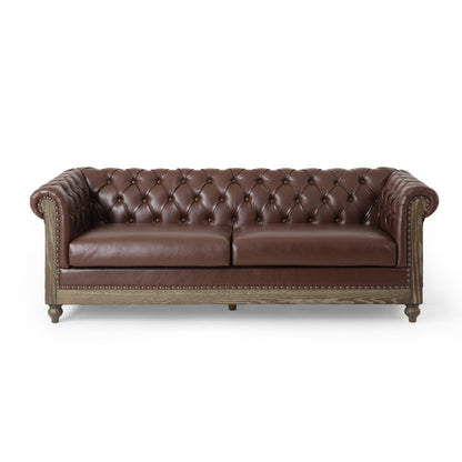 Kinzie Chesterfield Tufted 3 Seater Sofa with Nailhead Trim
