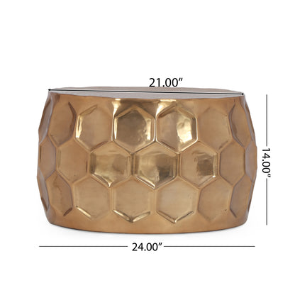 Pitzen Modern Glam Handcrafted Aluminum Honeycomb Coffee Table, Brass