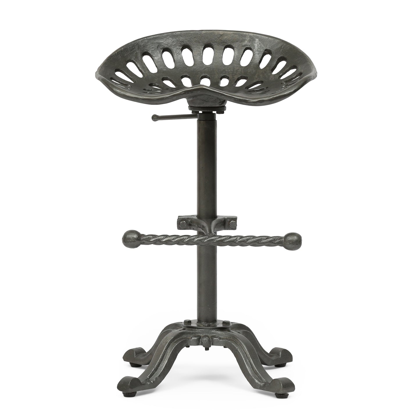 Laymon Industrial Handcrafted Cast Iron Saddle Seat Barstool