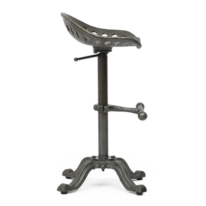 Laymon Industrial Handcrafted Cast Iron Saddle Seat Barstool