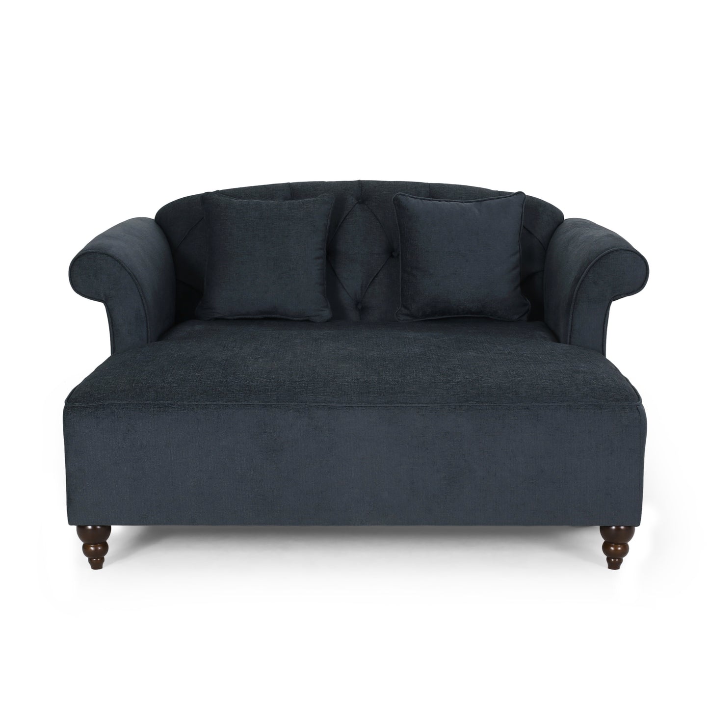Hurford Contemporary Tufted Double Chaise Lounge with Accent Pillows