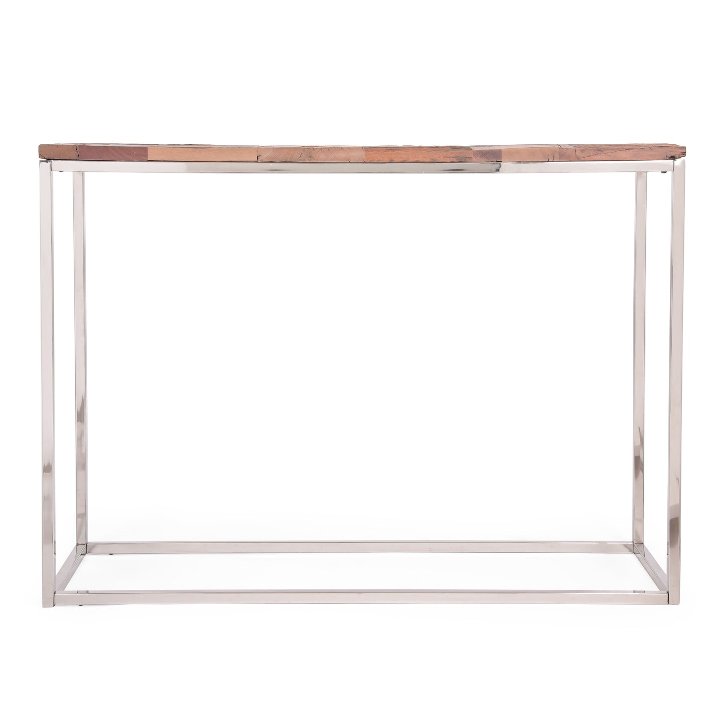 Brockton Boho Glam Handcrafted Wood Console Table, Natural and Silver