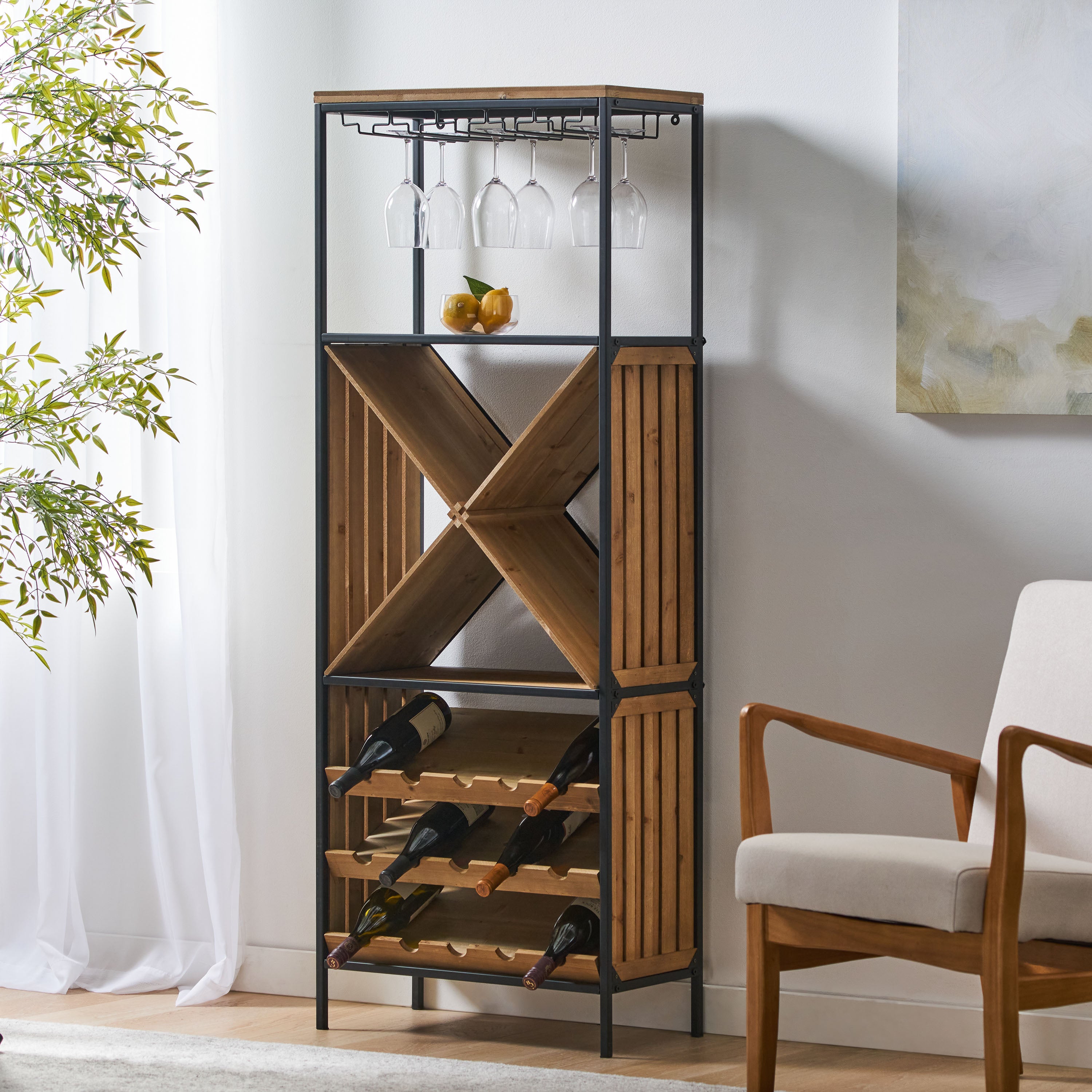 Floor wine rack discount wood