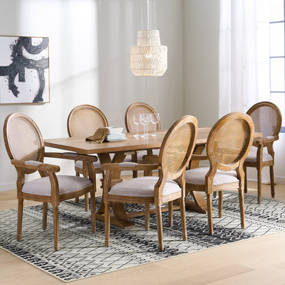 Ismay French Country Wood and Cane 7-Piece Expandable Dining Set