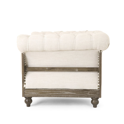 Alejandro Chesterfield Tufted Fabric Club Chair with Nailhead Trim