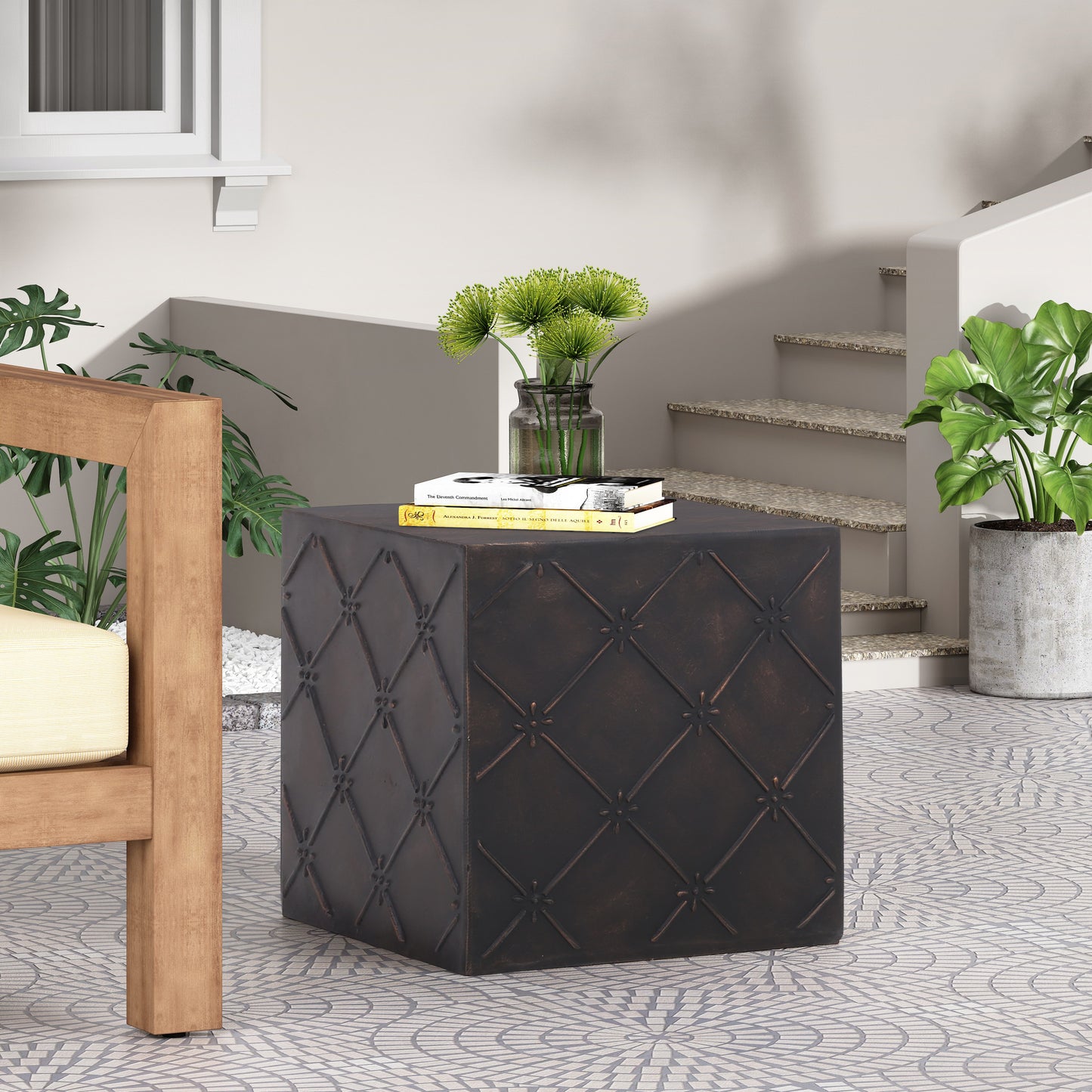 Baxton Outdoor Lightweight Concrete Side Table