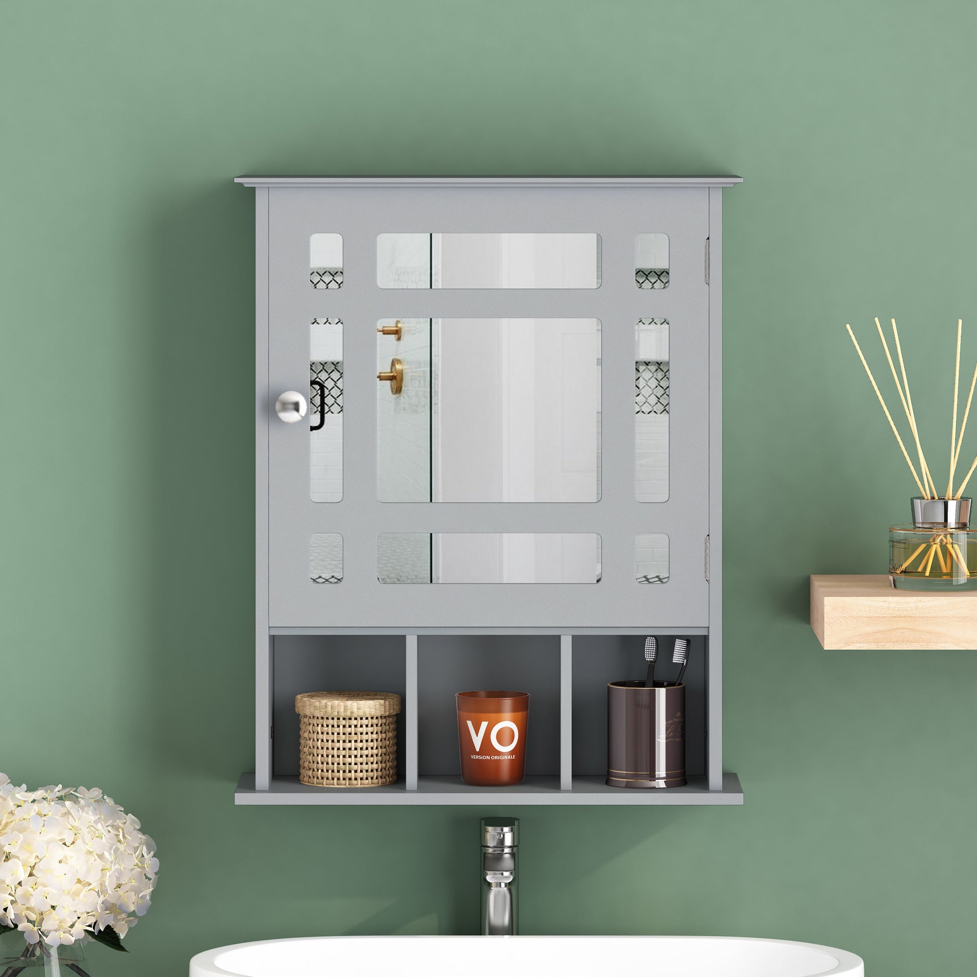 Medicine Cabinet for Bathroom Wall Mounted Wooden Bathroom Storage